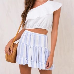 princess poly blue and white striped mini skirt